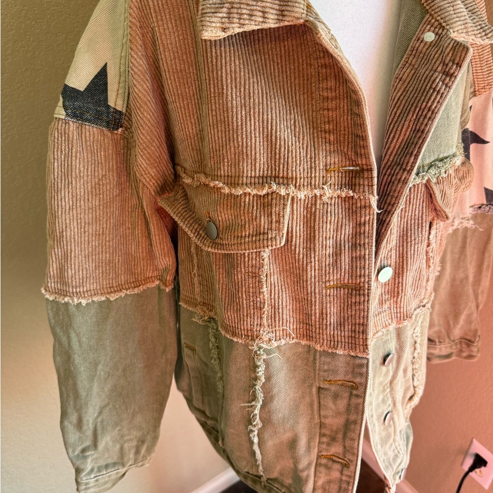 POL patchwork Corduroy Jacket with Star Accents - image 2